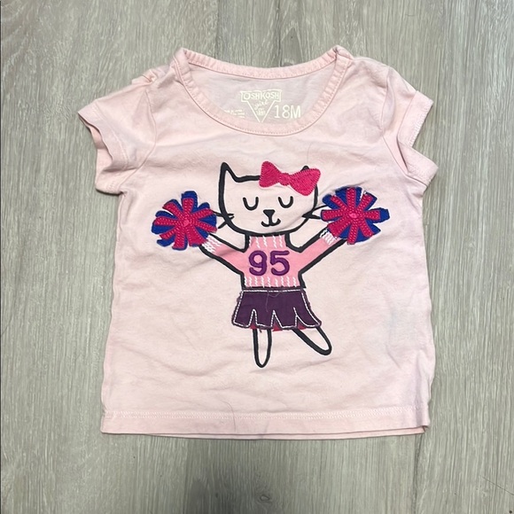 OshKosh B'gosh Pink Cat Cheerleader T-Shirt size 18M - Picture 1 of 1